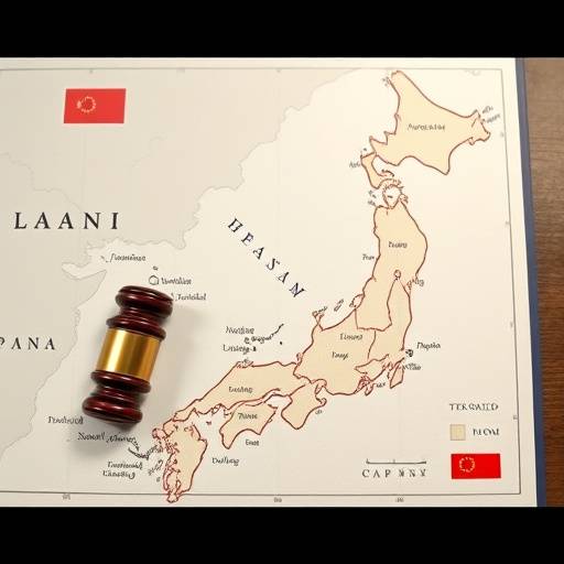 日本の地図と法律書が描かれたアイコン